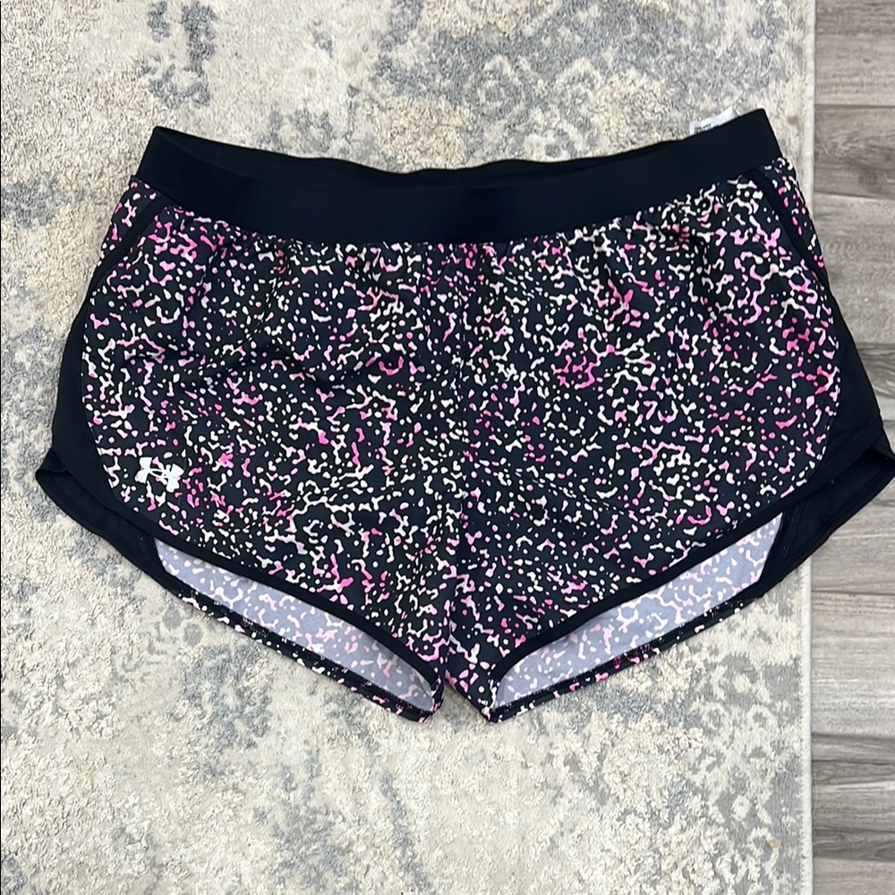 Black and Pink Patterned Athletic Shorts